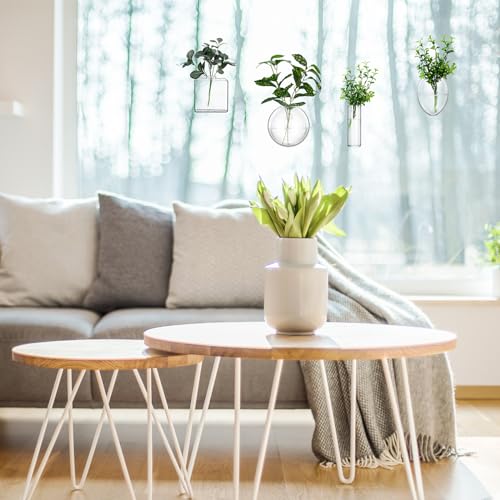 Baderke 4 Pcs Wall Hanging Planter Wall Window Propagation Station Hanging Planter Glass Terrarium Container Plant Propagation Station Vase for Garden Office Decor(Geometric)