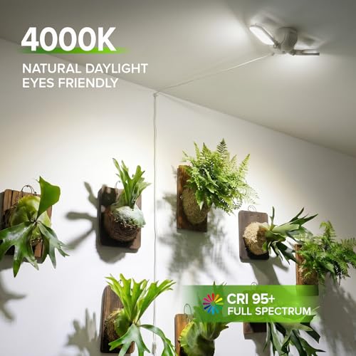 SANSI Wall Mounted Grow Light, 60W Dual Head Full Spectrum with Remote - size: 60W-5600Lumen