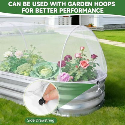 Garden Netting for Raised Beds 2PCS, Raised Garden Bed Plant Netting Cover Mesh with Drawstring for Garden Protection, Rectangular Bird Insect Netting Pest Barrier Screen for Vegetable, 4x2x1ft, White - color: 2pcs White Mesh