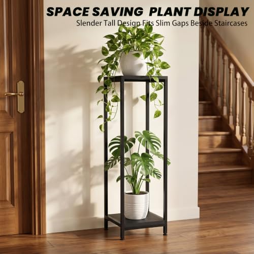 TOSKING 2-Tier Wide & Tall Plant Stand Indoor, Modern Metal Shelf, Black - color: Black-2-tier 41''