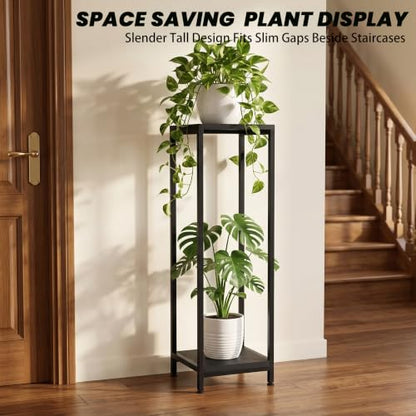 TOSKING 2-Tier Wide & Tall Plant Stand Indoor, Modern Metal Shelf, Black - color: Black-2-tier 41''