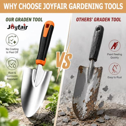 Joyfair Gardening Tools, 8 Pcs Stainless Steel Heavy Duty Garden Tool Set