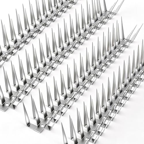 Bird Spikes, 12M Stainless Steel Bird Deterrent Spikes for Outside, Pigeon and Small Bird Control, Easy to Install Fence Roof Window Spikes, 40 Strips 40 Feet Coverage - size: 40 Feet