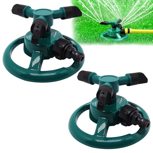 2Pcs Sprinklers for Yard, Automatic 360° Rotating Lawn Sprinkler, Garden Water Sprinklers for Lawns, Large Area Coverage Lawn Irrigation System, Yard Sprinkler for Lawns and Gardens Plant