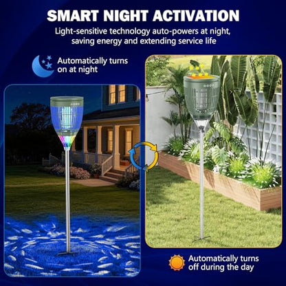All‑in‑1 Solar Bug Zapper Outdoor, Electric Mosquito Killer Insect Trap - color: Green