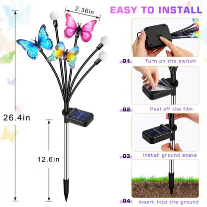 Solar Garden Lights Outdoor, Butterfly Firefly Lights 2 Pack, Waterproof - color: Butterfly Firefly, size: 2 Pack
