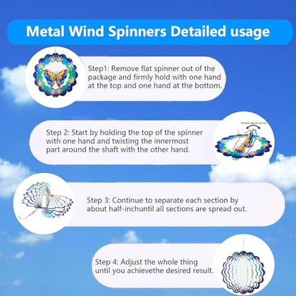 Metal Wind Spinners 3D Hanging Butterfly Wind Spinner 10Inch