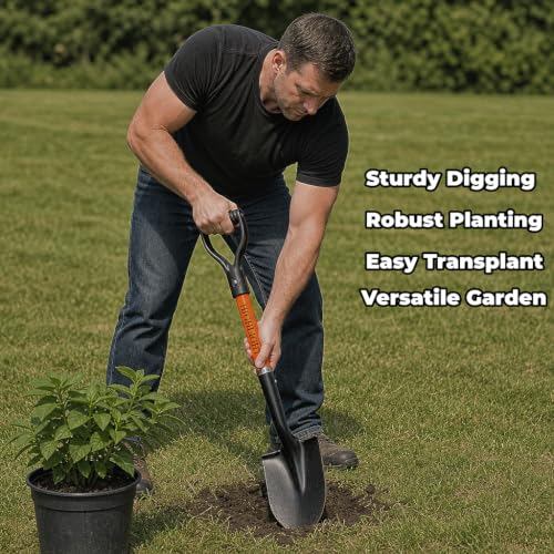 HIGHLIGHT Kids Small Shovel 28Inch Orange Fiberglass D Grip Beach Digging