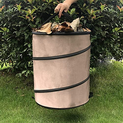 Collapsible Leaf Trash Can 37.8L Capacity Handle Locking Mechanism Outdoor Yard Garden Campsite Debris Bin 90% Cleanup Foldable Storage for Lawn Cleanup Leaf Collection