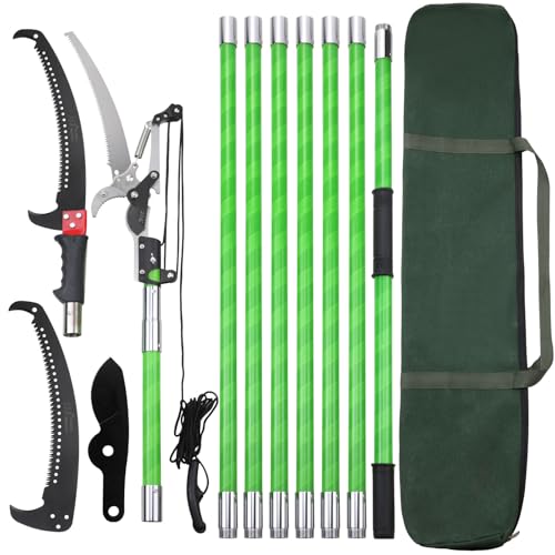 27 Feet Tree Pole Pruner Manual Branches Trimmer Tree Branch Garden Tools Loppers Hand Pole Saws Extendable Height Adustable System for Sawing and Shearing - size: 27FT