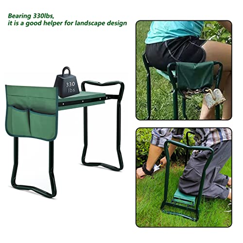 Garden Kneeler Seat Portable Garden Folding Seat EVA Foam Pad with Tool Bag Pouch