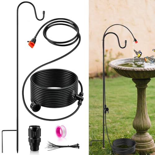 Saillong 52Ft Bird Bath Dripper Kit, Adjustable Outdoor Drip Irrigation - size: 49 ft Water Pipe, style: 3 ft Bracket