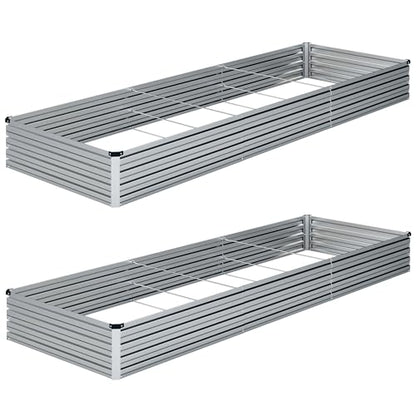 2PCS 10x3x1ft Galvanized Raised Garden Bed Kit,Gardening Planter Box - color: Silver, size: 10x3x1FT(2PCS)