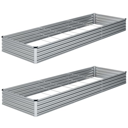 2PCS 10x3x1ft Galvanized Raised Garden Bed Kit,Gardening Planter Box - color: Silver, size: 10x3x1FT(2PCS)