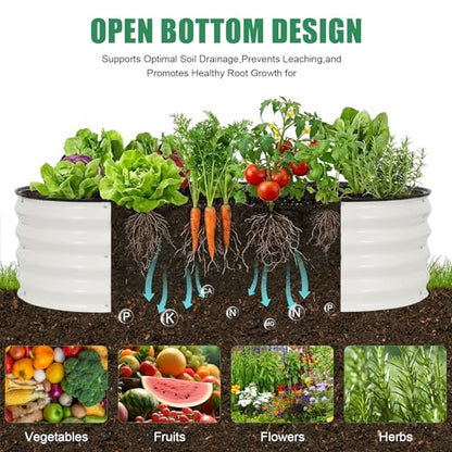 2Pcs Galvanized Raised Garden Bed Kit Outdoor 4x2x1ft, White - color: White