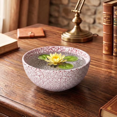 Bonsai Planter, 8 Inch Ceramic Succulents Planters, Texture Red - color: Texture Red-1, size: 8 Inch