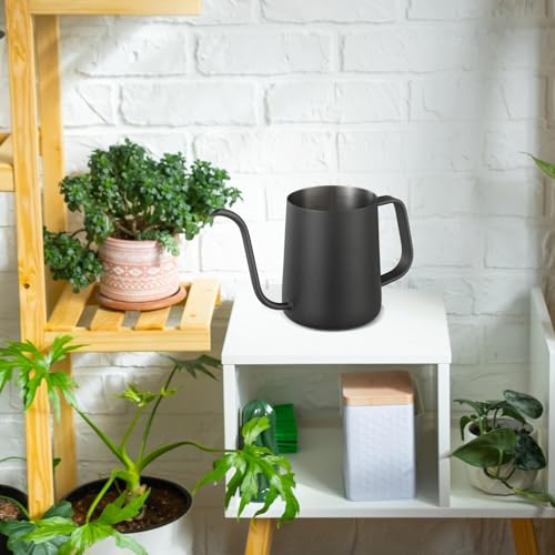 Small Watering Can Indoor Plants 20 OZ Mini Metal Watering Can Leakproof - color: Black 600