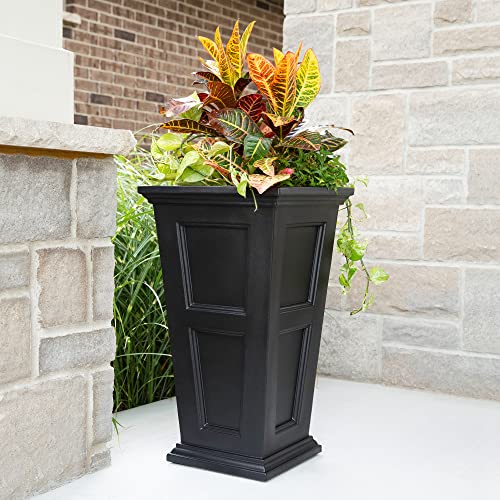 Mayne Fairfield 34in Self-Watering Tall Square Planter, Black - color: Black, size: 34in