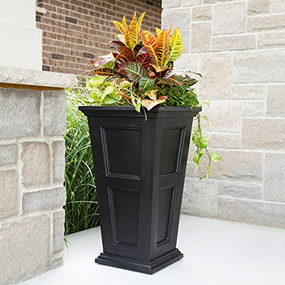 Mayne Fairfield 34in Self-Watering Tall Square Planter, Black - color: Black, size: 34in