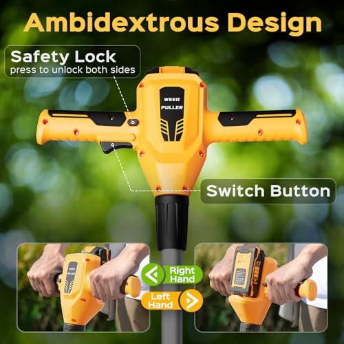 Weed Puller Tool, 21V Powerful Garden Tools Electric Weeder Tool, Yellow - color: Yellow
