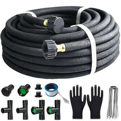 AMRITA 3/8"Soaker Hose KIT, 50ft 1Pack Garden Drip Hoses Plastic Couplings - color: 3/8"×(50FT)
