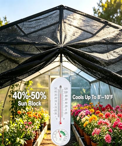 E.share 40%-50% Black Shade Cloth for Garden, 6x20FT Sun Block Mesh Tarp - size: 40%-6 FT x 20 FT