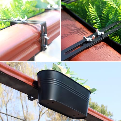 Railing Planter Box 16 Inch with Adjustable Brackets (4PCS)