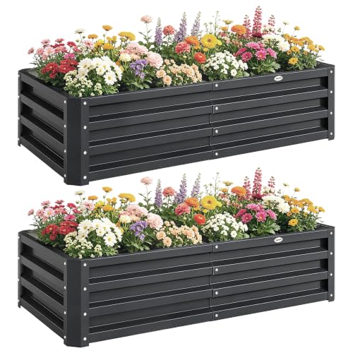 Outsunny 4' x 2' x 1' Galvanized Raised Garden Bed, Gray - color: Gray