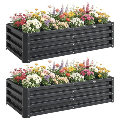 Outsunny 4' x 2' x 1' Galvanized Raised Garden Bed, Gray - color: Gray