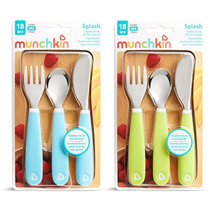 Munchkin® Splash™ Toddler Fork, Knife and Spoon Utensil Set, 6 Pack, Blue/Green - size: 6 Piece Set, style: Blue/Green Utensils