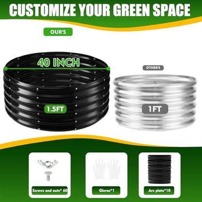 TBMLC 17" Tall,40" Diameter Elevated Round Metal Raised Garden Bed Black - color: Black, size: 3.3FT Diameter