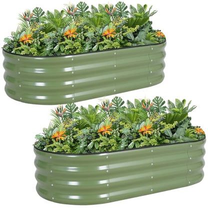 G GOOD GAIN 2Pcs Raised Garden Beds Galvanized, Planter Boxes Kit, Oliver - color: Oliver Green, size: 4×2×1ft (2 Pack)