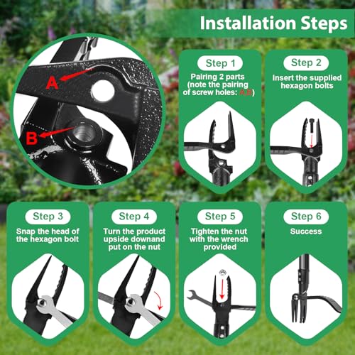 4-Claw Steel Weed Puller Tool, Heavy Duty Stand Up Weeder with Long Handle 46” for Easily Remove Weeds Without Bending, Pulling or Kneeling(Black)
