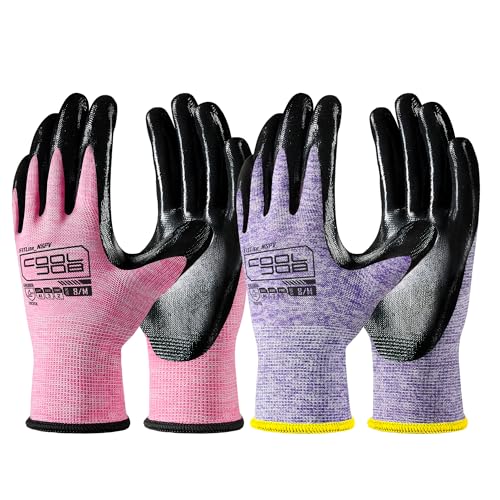 COOLJOB 10/20 Pair Safety Work Gloves for Women Non-slip, Nitrile Coated - size: Small (Pack of 10)