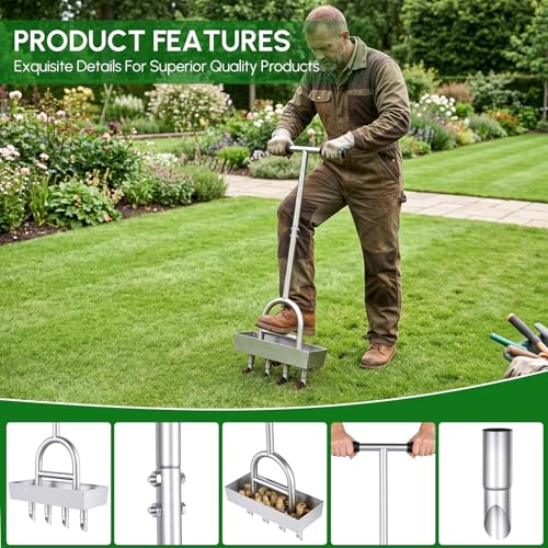 Lawn Coring Aerator with Stainless Steel Soil Core Storage Tray