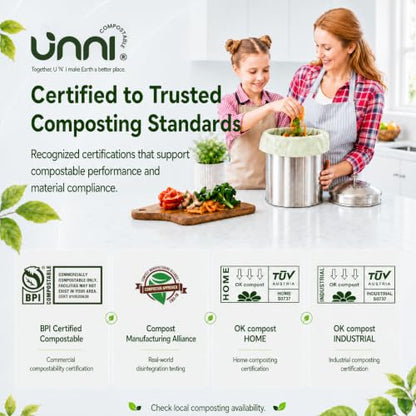 UNNI 2.6 Gallon Compostable Bags, 600 Count, 10 Liter, Extra Thick 0.71 Mil - size: 600 Count (Pack of 1), style: 2.6 Gallon