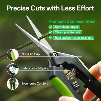 VIVOSUN 6.5 Inch Garden Scissors, Black Pruning Shears for Plants, 6-Pack - style: Black Straight Blade