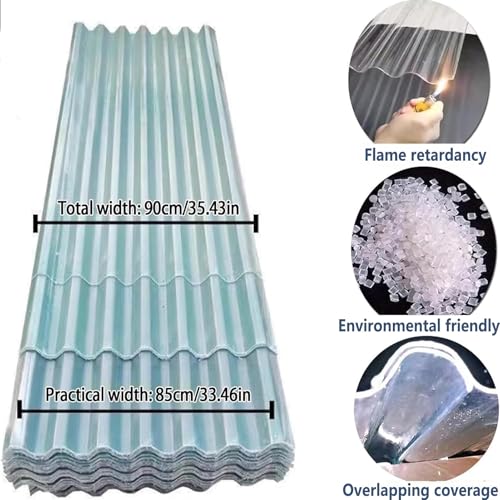 6 PCS Polycarbonate Greenhouse Panels Splicable Corrugated Plastic Sheets - size: 6 Pcs 3.9 ft x 3 ft