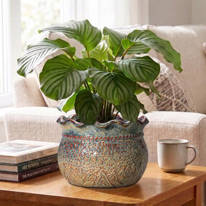 10 Inch Plant Pot, Ceramic Planter, Yellowish Brown - color: Yellowish Brown, size: 10 Inch