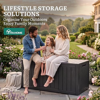 YITAHOME 100 Gallon Large Outdoor Deck Box - color: Dark Grey, size: 100 Gallon