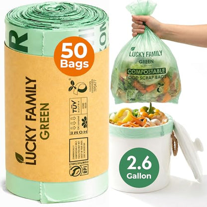 2.6 Gallon Compost Bags for Kitchen Countertop Bin, Compostable, 50 Count - color: 2.6 Gallon, 50 Count
