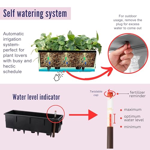 LaLaGreen Rail Planter Boxes for Outdoor (2 Pack, 40") Hanging Flower Pots with Bracket, Black Rectangular Self Watering System Deck Railing Herb Planters Outdoor Plants Container Rail Balcony Fence - color: 40" X 2 (Black)
