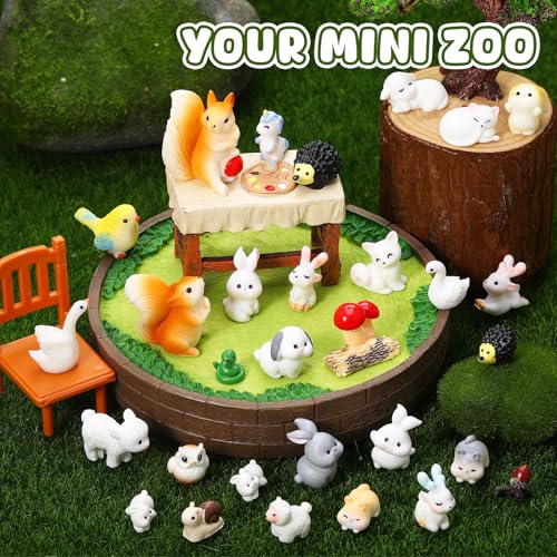 30 Pcs Mini Resin Animals Tiny Forest Animal Figurines to Hide