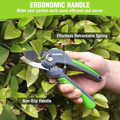 WORKPRO 8.5" Bypass Pruning Shear, Garden Scissors & Clippers