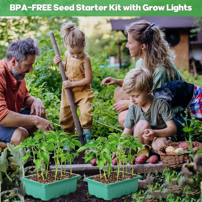 Seed Starter Trays with Grow Lights, 72 Cells Seed Starter Kit with Lights, 3 Lighting Mode, 4 Timing Set, Germination Kit for Seed Starting Trays, Seedling Starter with High Humidity Control Domes - color: Green 6pcs