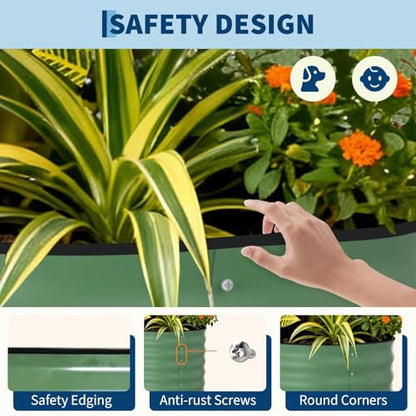 Garvee 10x4x1.5ft Galvanized Raised Garden Bed, Oval Metal Planter Box - color: Green-oval, size: 10x4x1.5ft