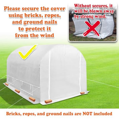 Greenhouse Replacement White Cover for Arch Frame 10 X 7 X 6' Only Top Tarp - size: 10' x 7' x 6'