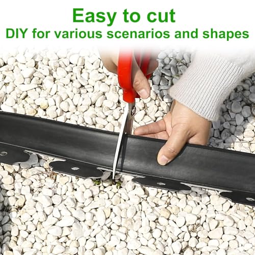 JERIA 2 Inch Tall 100 FT Garden Edging Kit with 120pcs Spikes, Plastic Edging for Landscaping - size: 2IN x 100FT