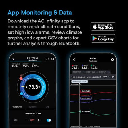 AC Infinity Temperature Humidity VPD Smart Hygrometer B1 w/ Bluetooth App - style: Ranged Sensor