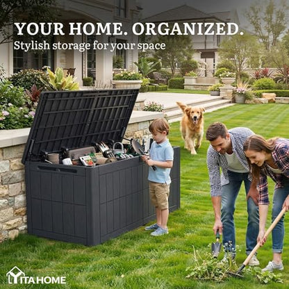 YITAHOME 134 Gallon Large Deck Box - color: Dark Gray, size: 134 Gallon